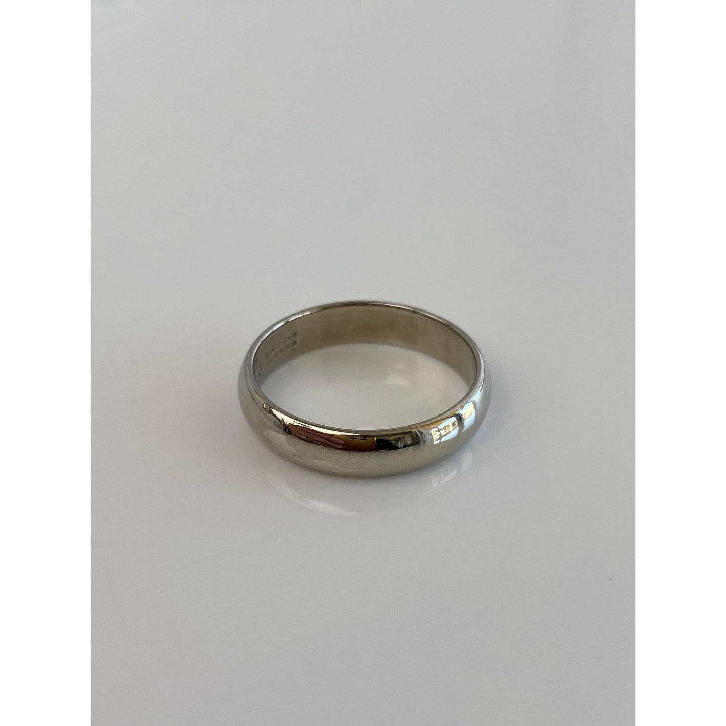 Vintage Solid 14k White Gold Ring Band - Size 9.5