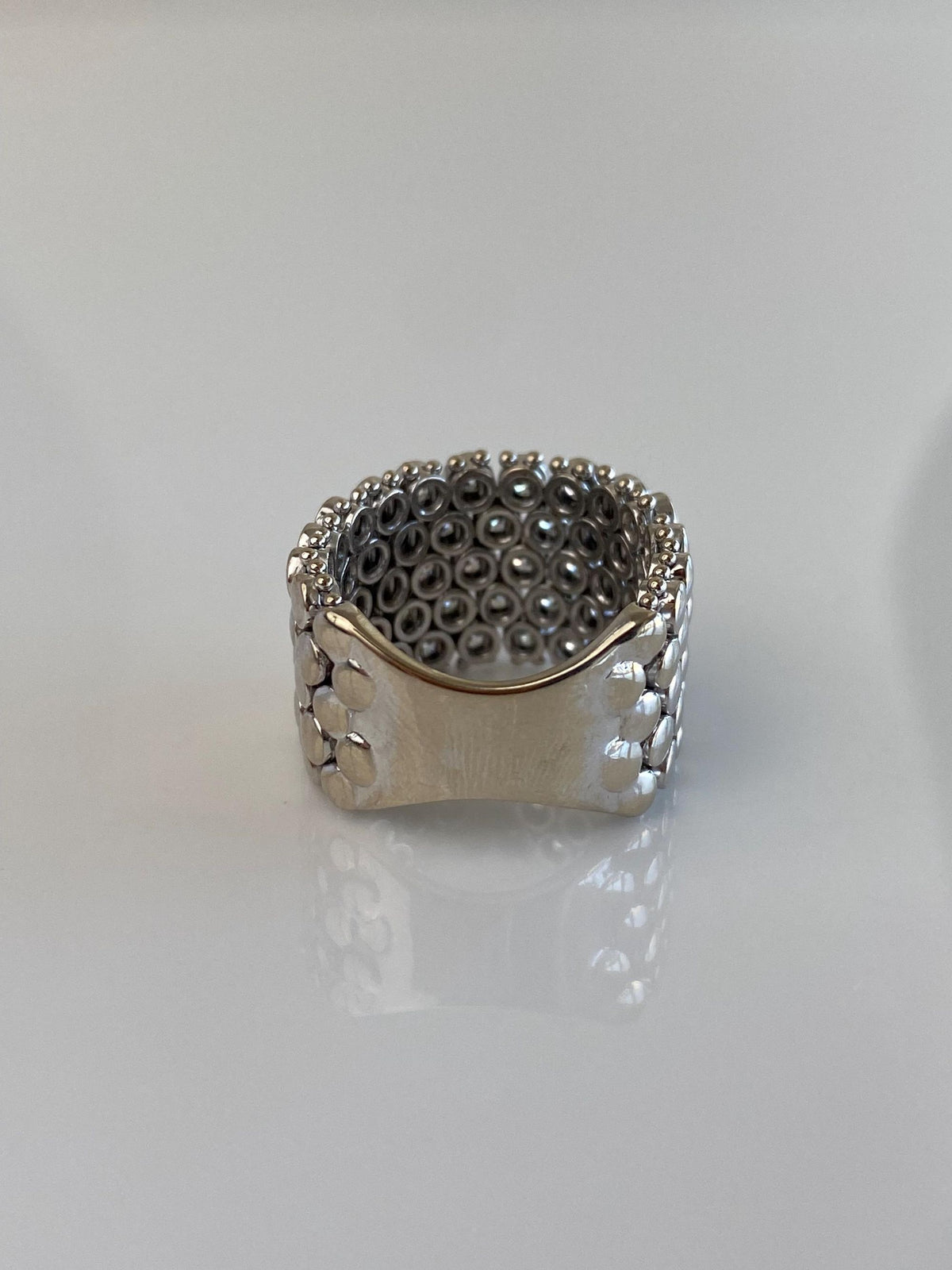 Birks Solid 18k White Gold Diamonds Flexible Ring Band - Size 6.5