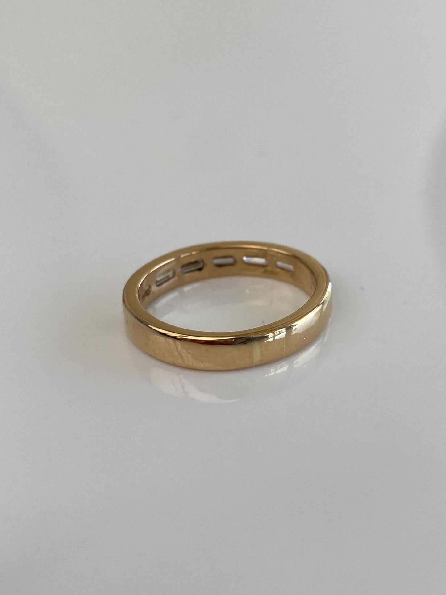 Vintage Solid 14k Yellow Gold Baguette Diamond Ring Band - Size 7.25