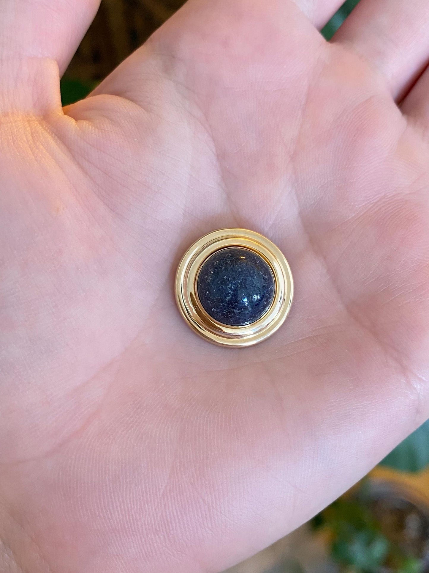 Vintage 14k Yellow Gold Blue Stone Slide Charm
