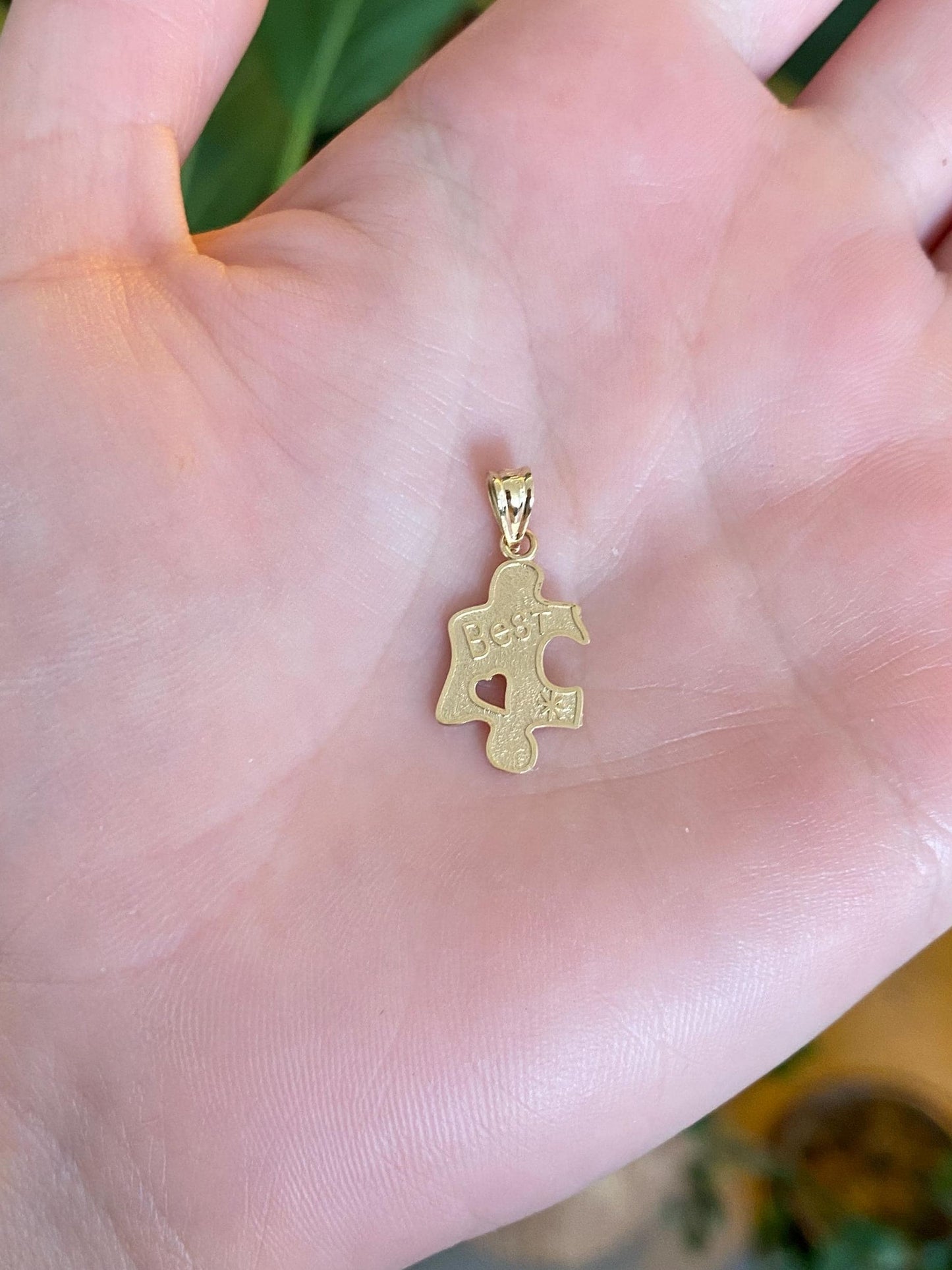 Vintage Solid 14k Yellow Gold 'Best' Puzzle Piece Charm