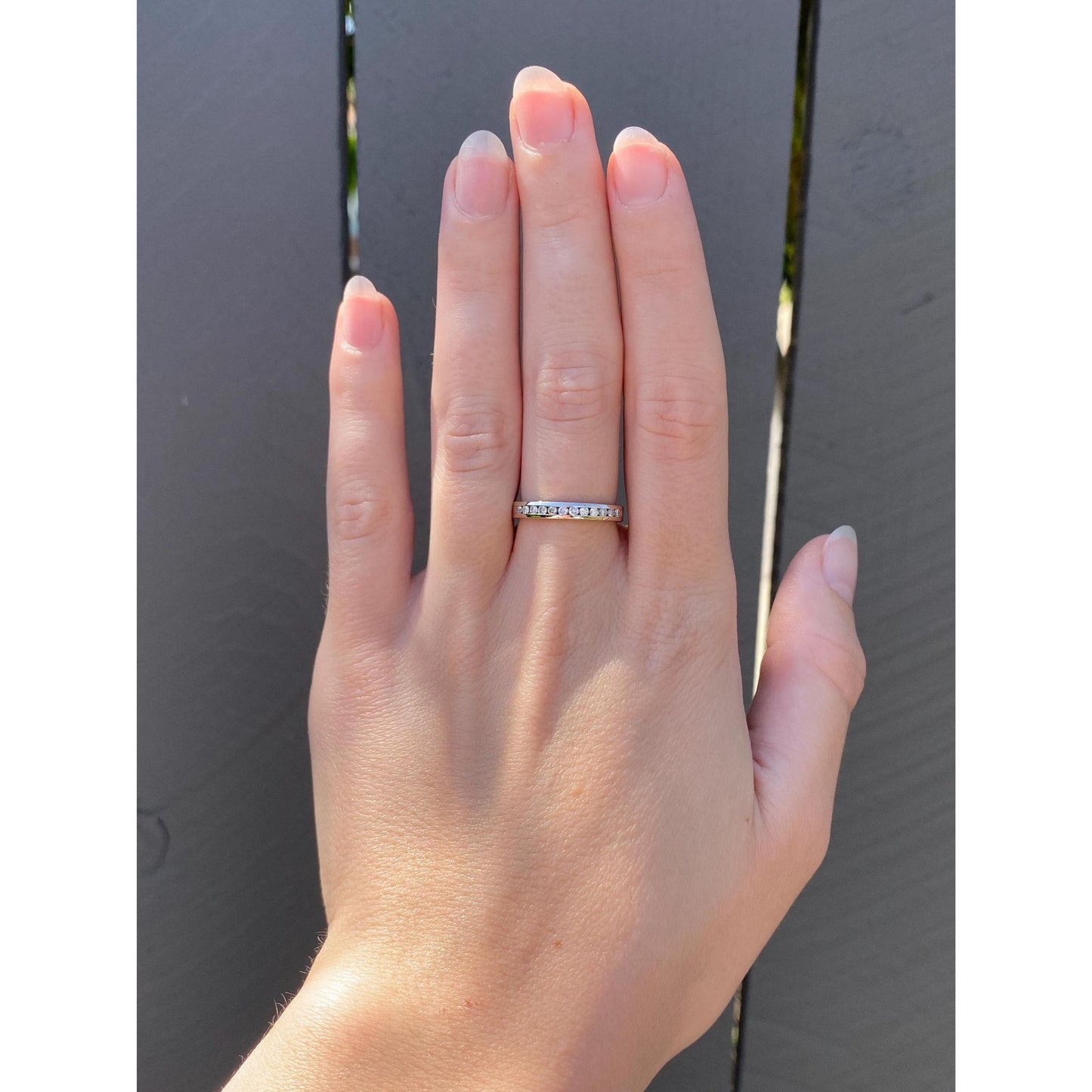 Vintage Solid 14k White Gold Diamond Eternity Ring Band - Size 6.75