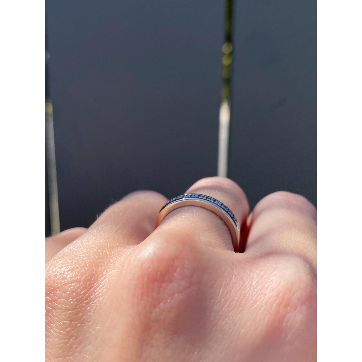 Vintage Solid 14k White Gold Diamond Eternity Ring Band - Size 6.75