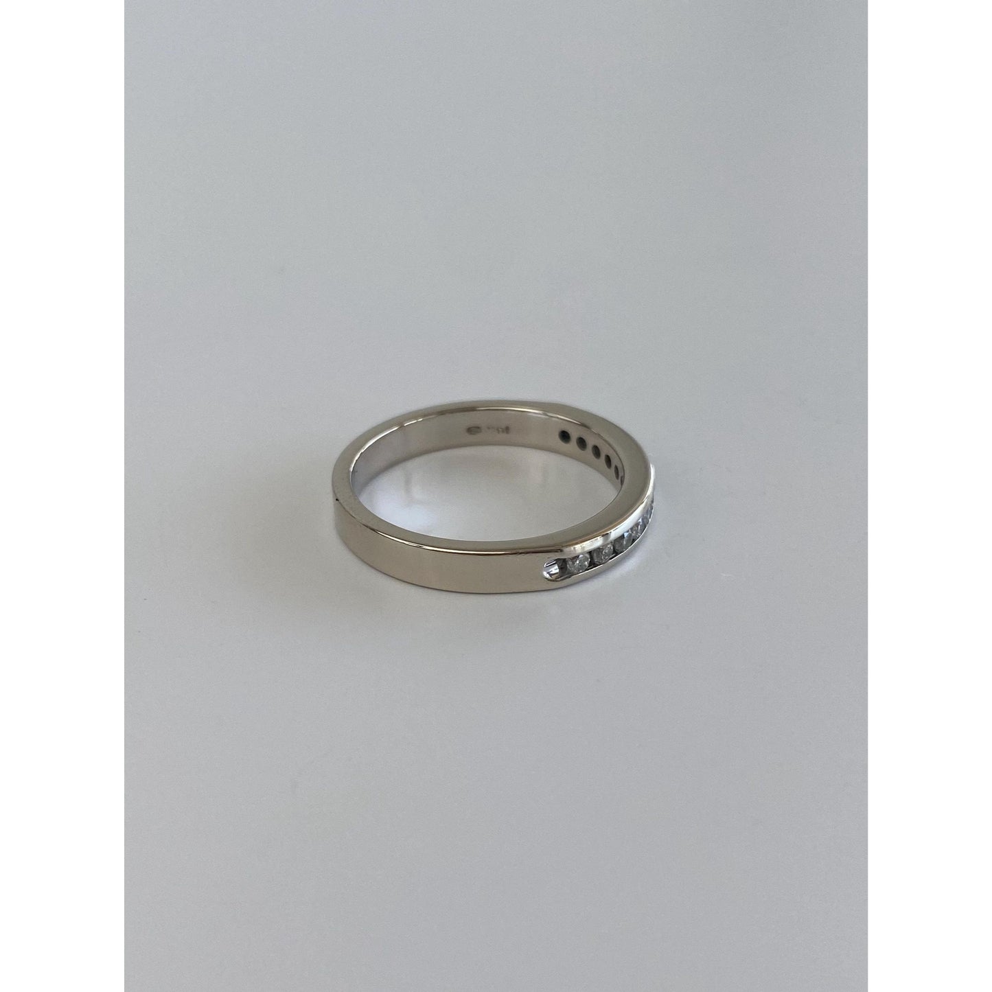 Vintage Solid 14k White Gold Diamond Eternity Ring Band - Size 6.75