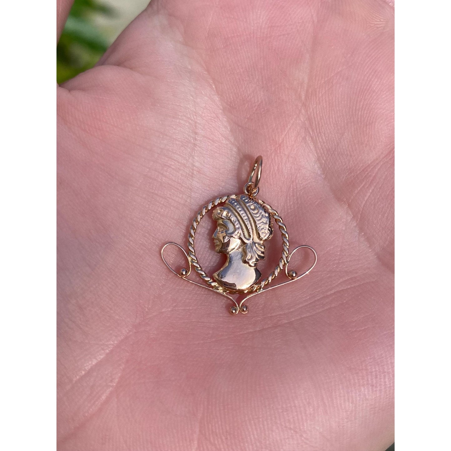 Vintage Solid 14k Rosey Gold Bust Charm