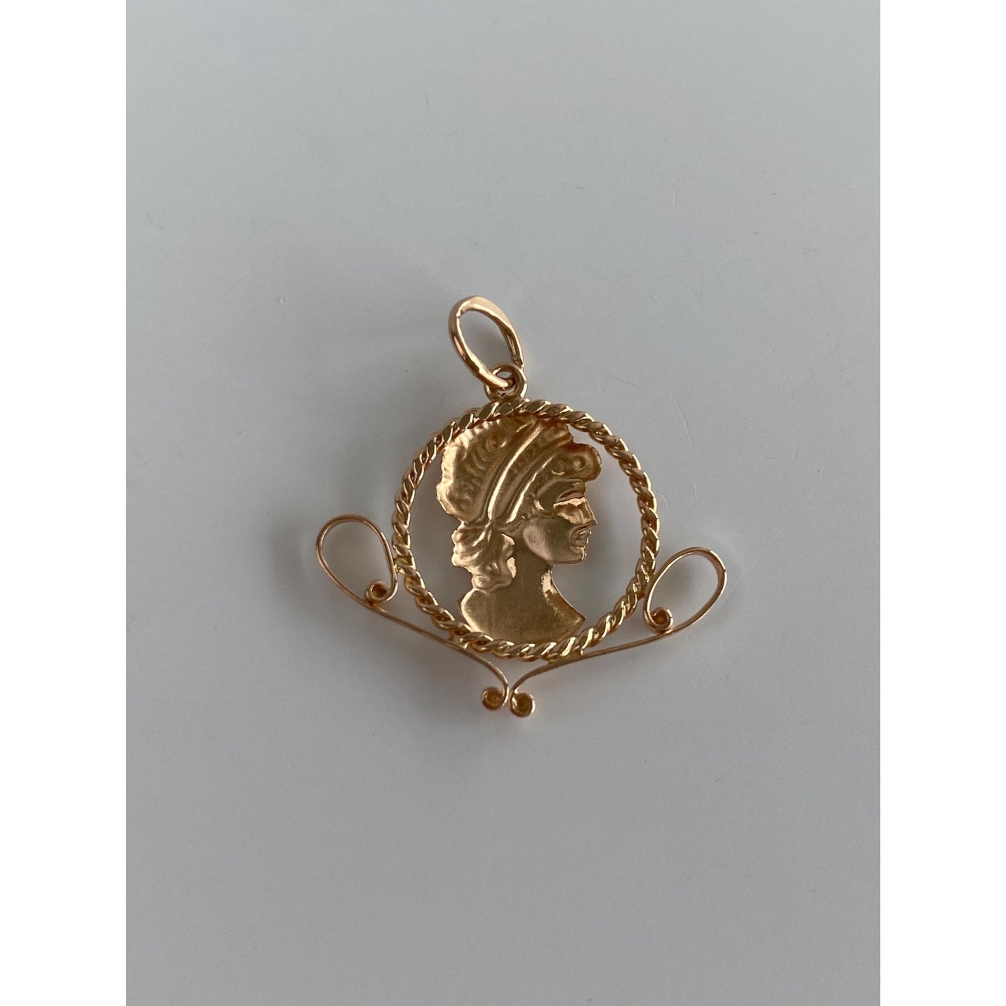 Vintage Solid 14k Rosey Gold Bust Charm