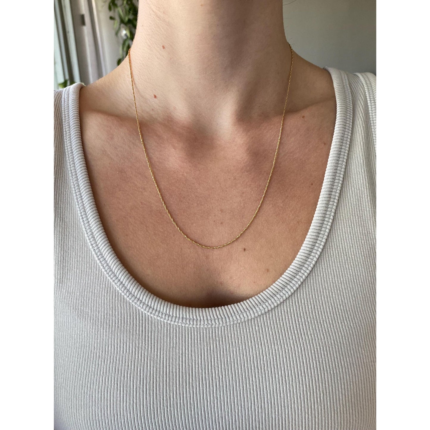 Vintage Solid 14k Yellow Gold Twist Chain Necklace - 20.25 inches