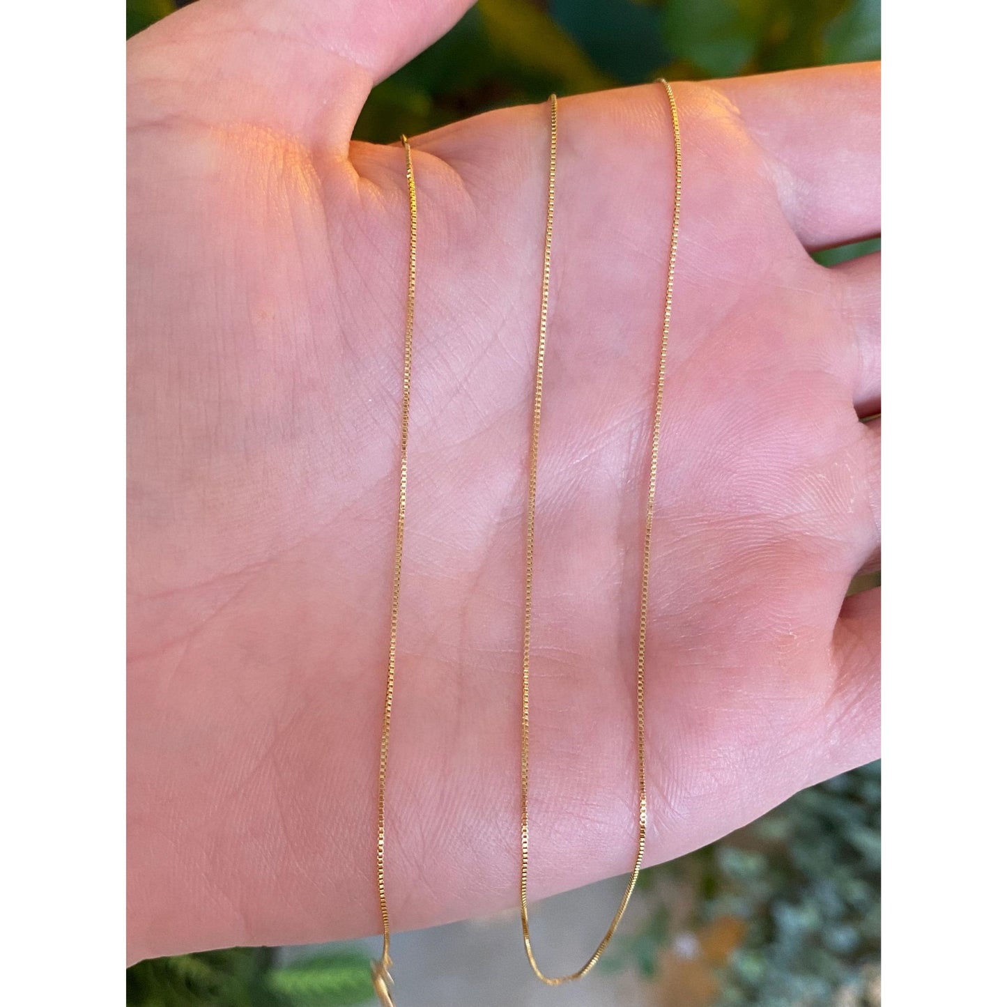 Vintage Solid 14k Yellow Gold Dainty Box Chain Necklace - 18.5 inches