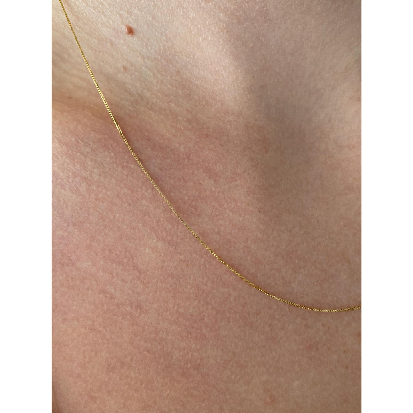 Vintage Solid 14k Yellow Gold Dainty Box Chain Necklace - 18.5 inches