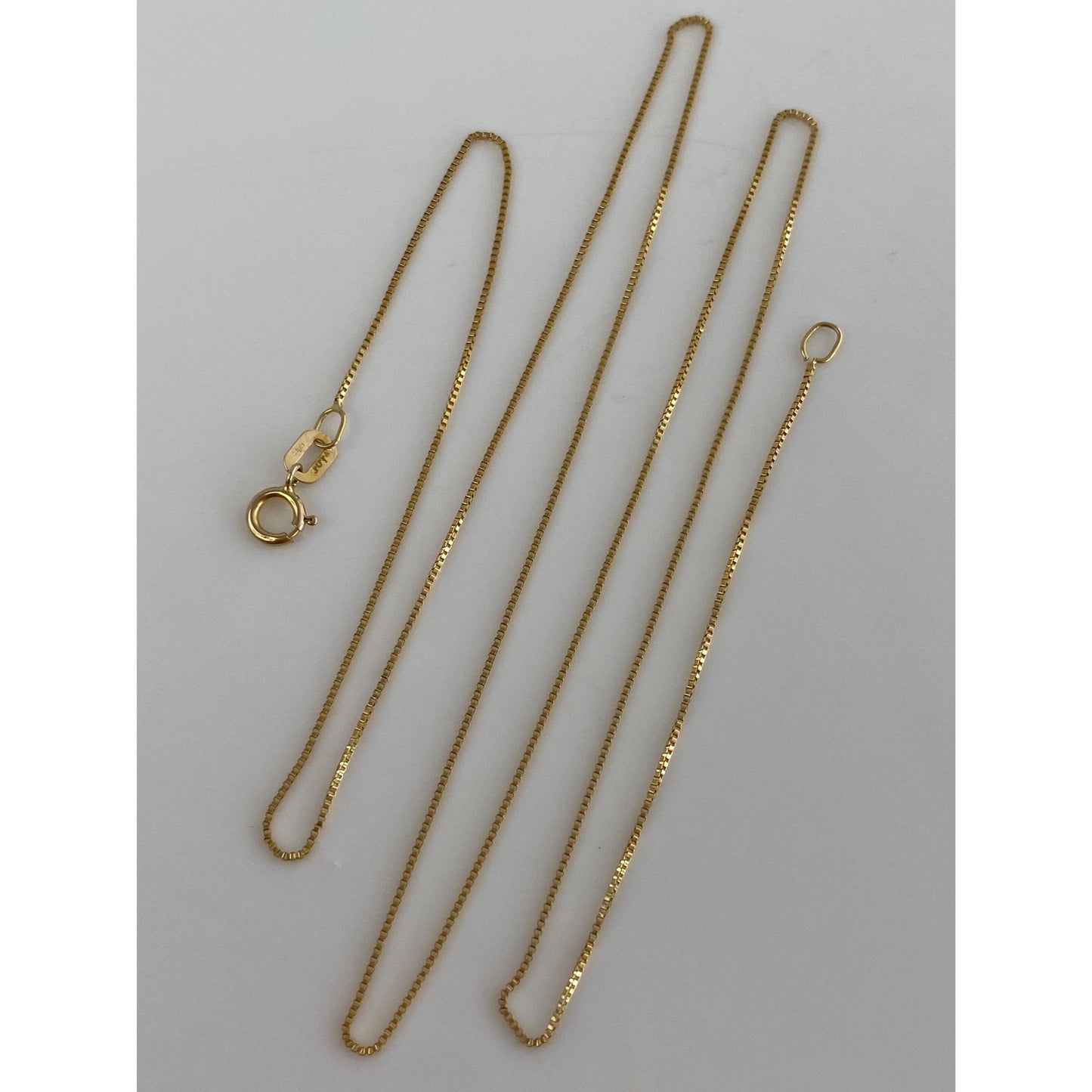 Vintage Solid 14k Yellow Gold Dainty Box Chain Necklace - 18.5 inches