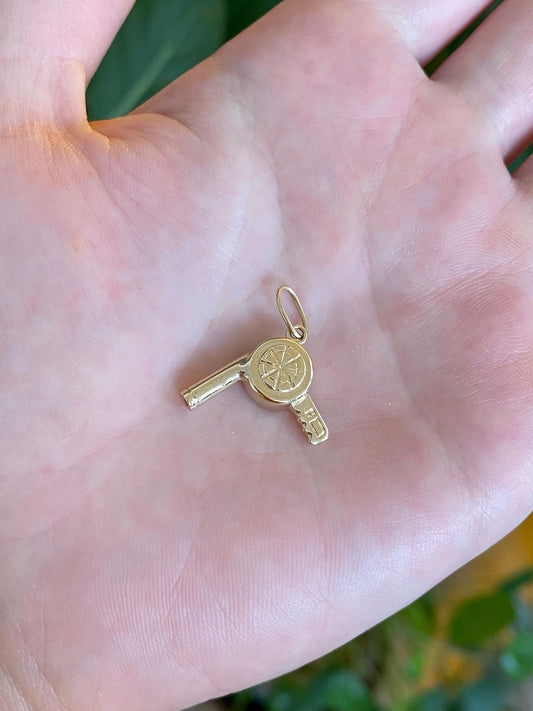 Vintage 14k Yellow Gold Blow Dryer Charm
