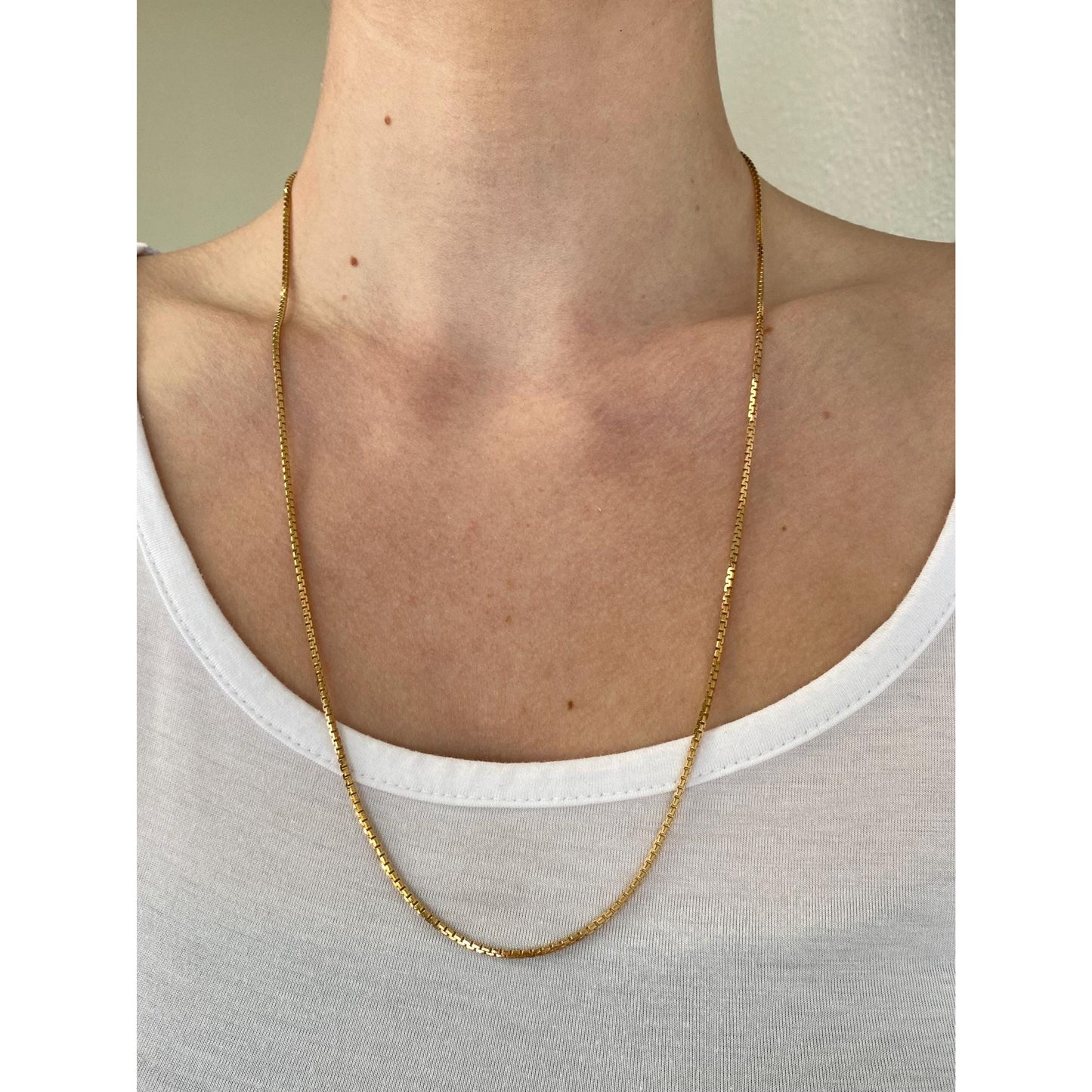 Solid 18k Yellow Gold Box Chain Necklace - 24.25 inches