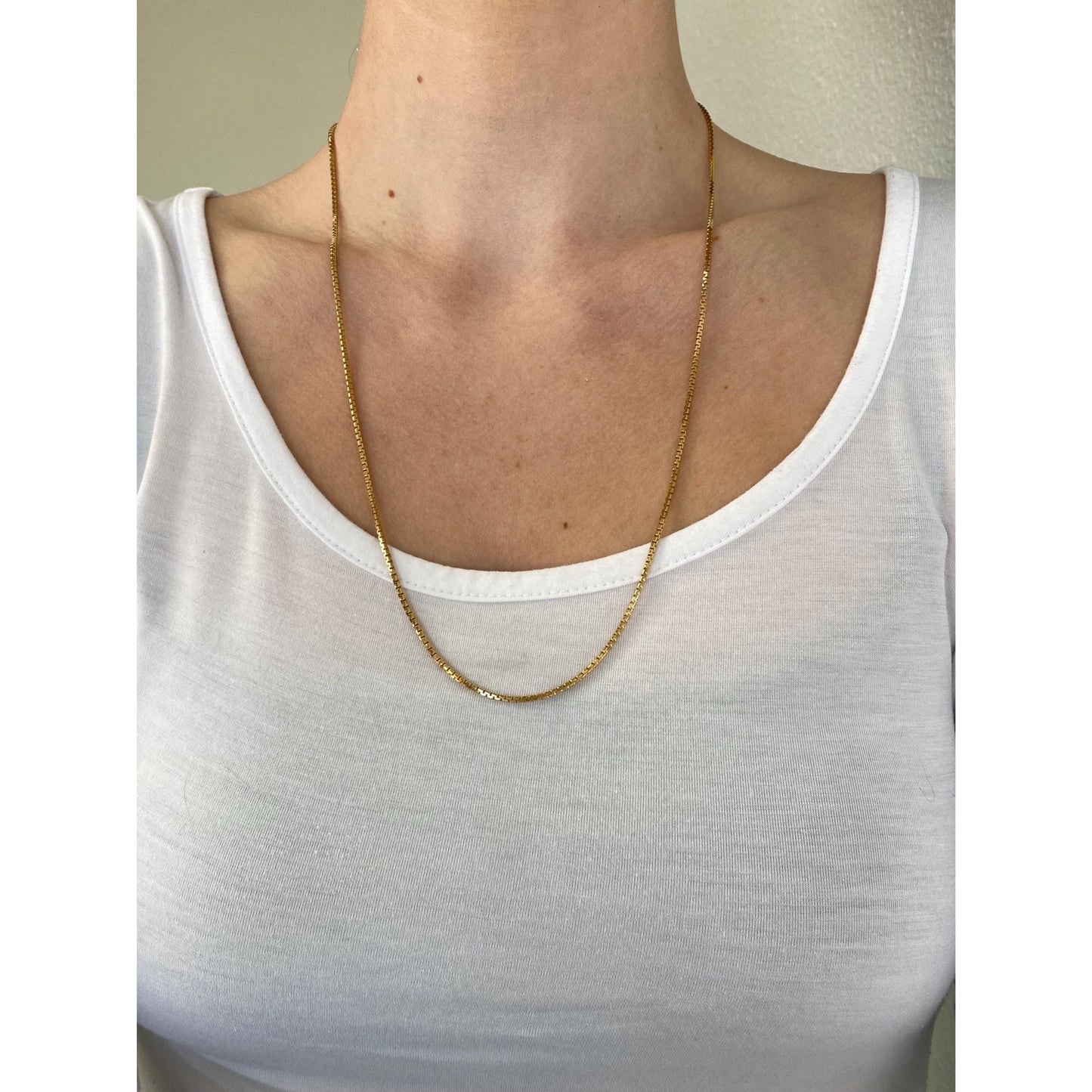 Solid 18k Yellow Gold Box Chain Necklace - 24.25 inches