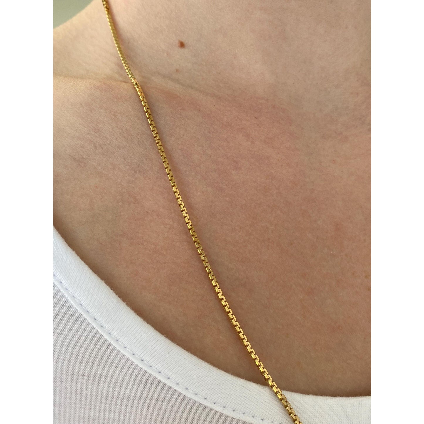 Solid 18k Yellow Gold Box Chain Necklace - 24.25 inches