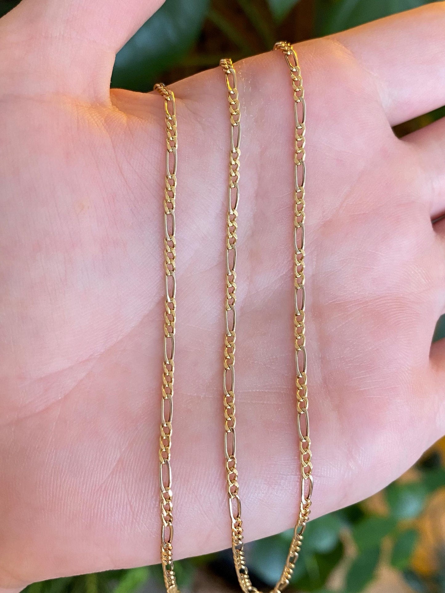 Vintage 18k Yellow Gold Figaro Chain Necklace - 24 inches