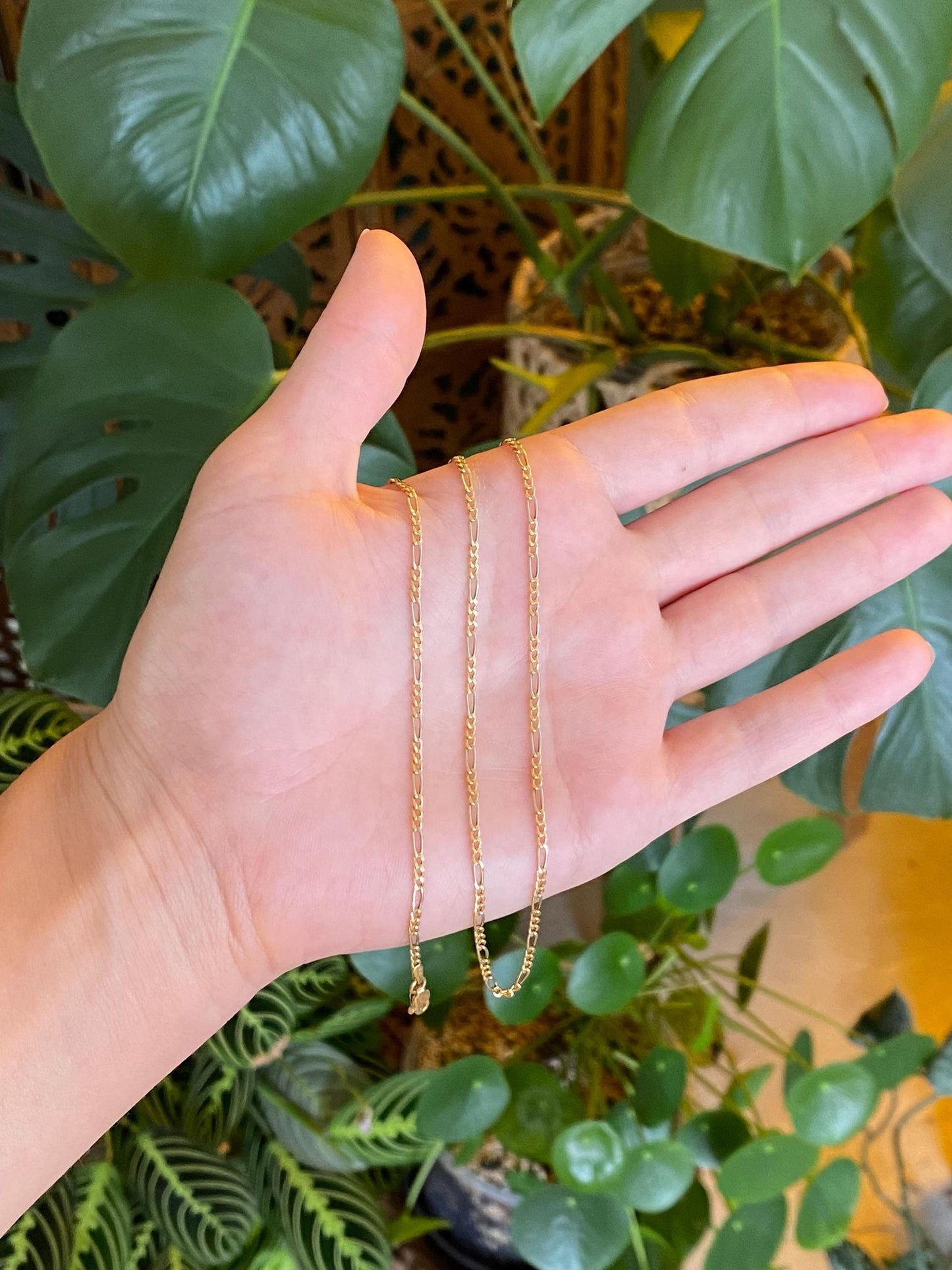 Vintage 18k Yellow Gold Figaro Chain Necklace - 24 inches