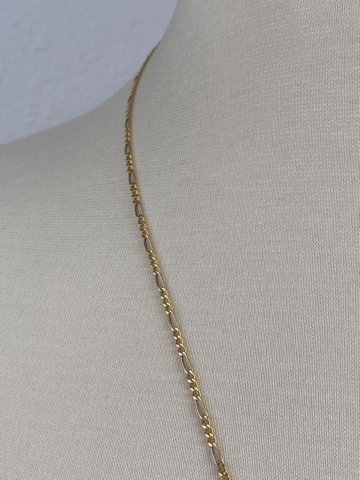 Vintage 18k Yellow Gold Figaro Chain Necklace - 24 inches