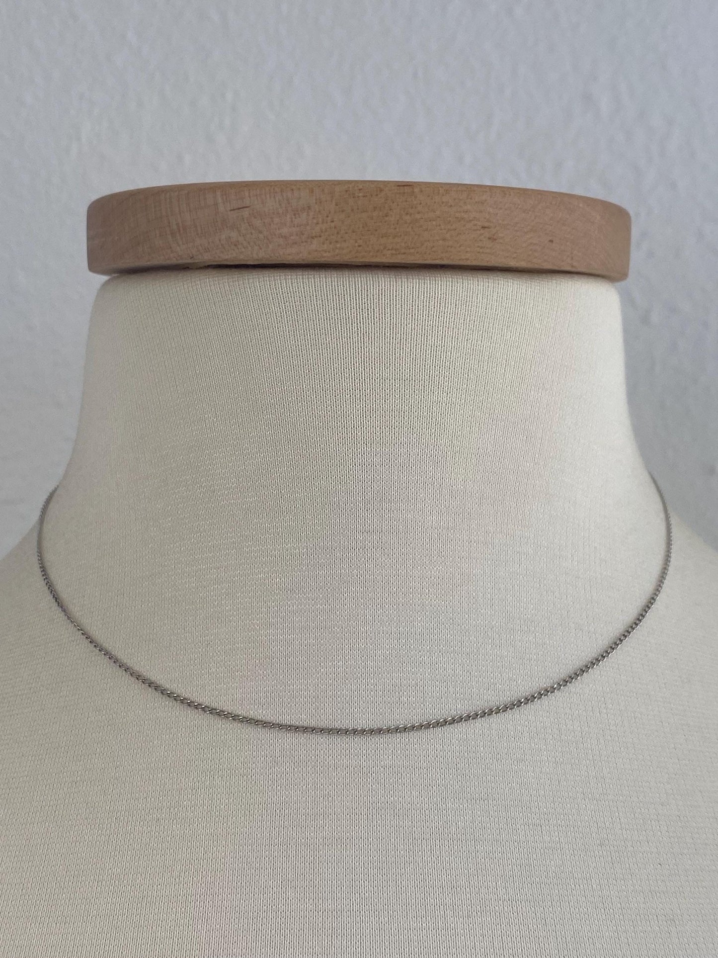 Vintage Solid 14k White Gold Elongated Curb Chain Necklace - 16 inches