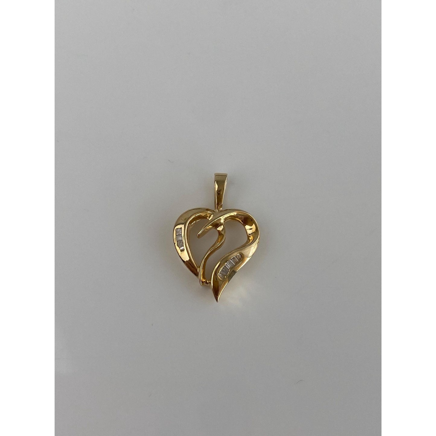 Solid 14k Yellow Gold Diamond Heart Charm