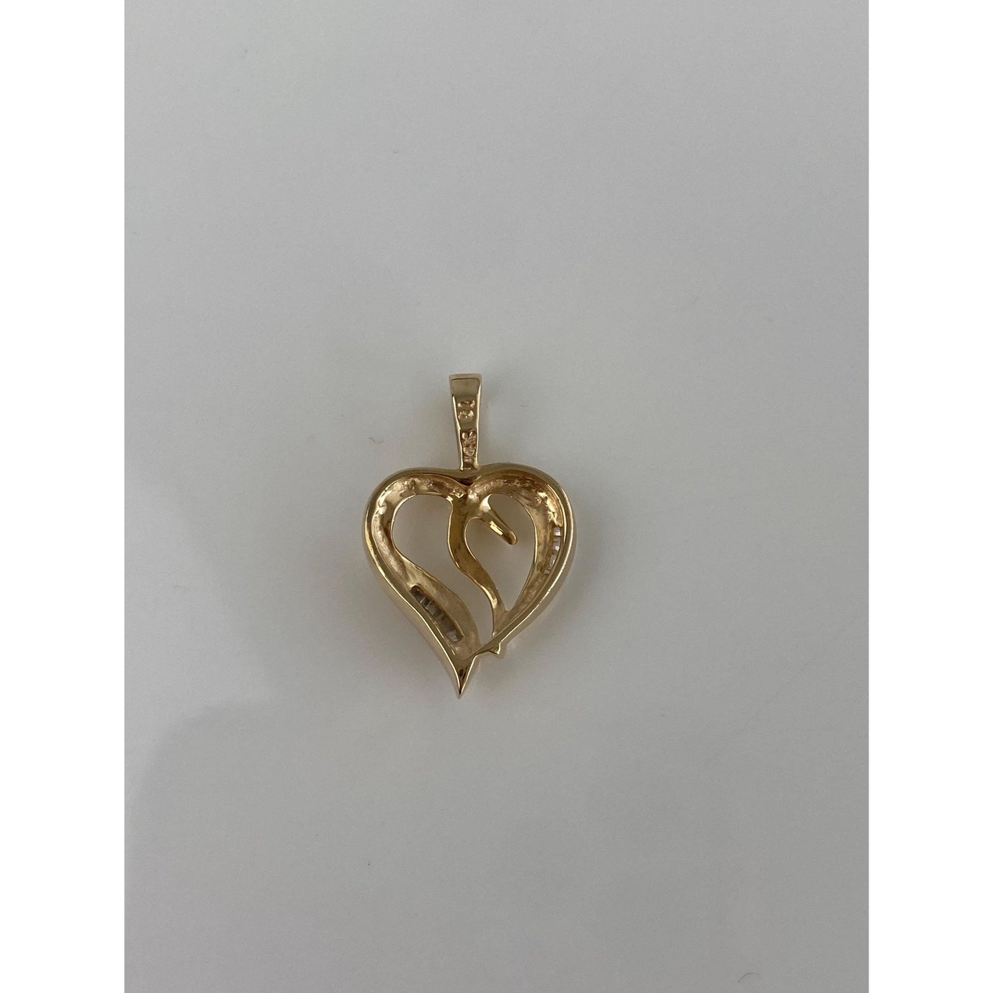Solid 14k Yellow Gold Diamond Heart Charm