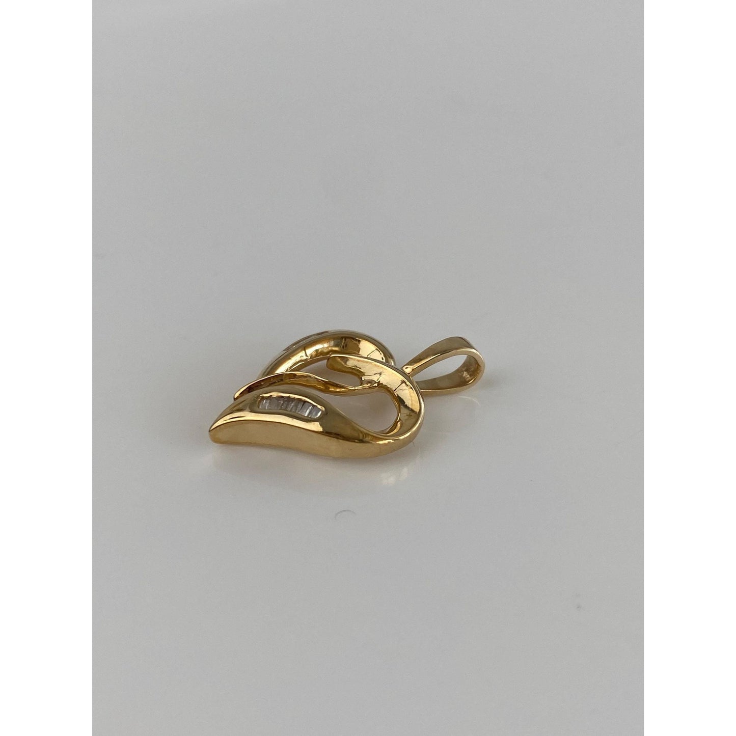 Solid 14k Yellow Gold Diamond Heart Charm
