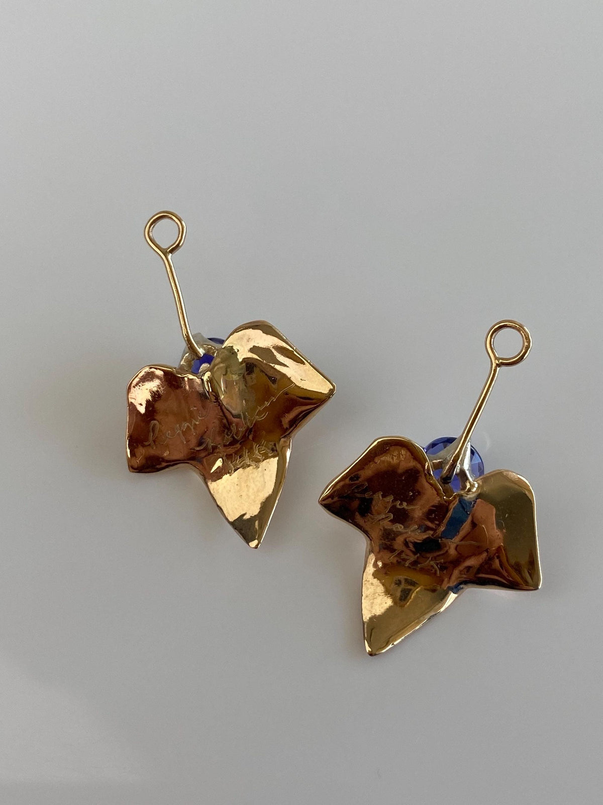 Vintage Solid 14k Tri Tone Gold Tanzanite Leaf Earring Jackets