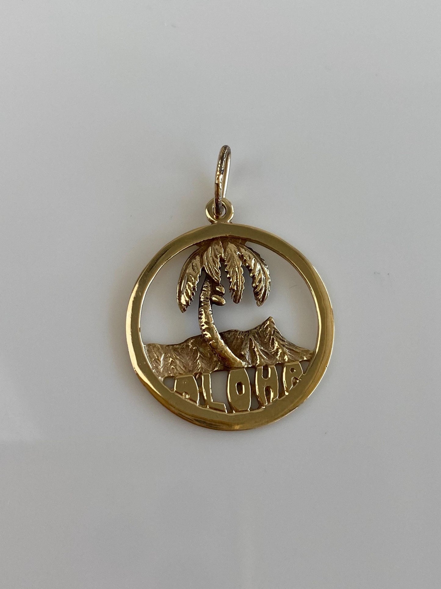 Vintage Solid 14k Yellow Gold Aloha Palm Tree Charm
