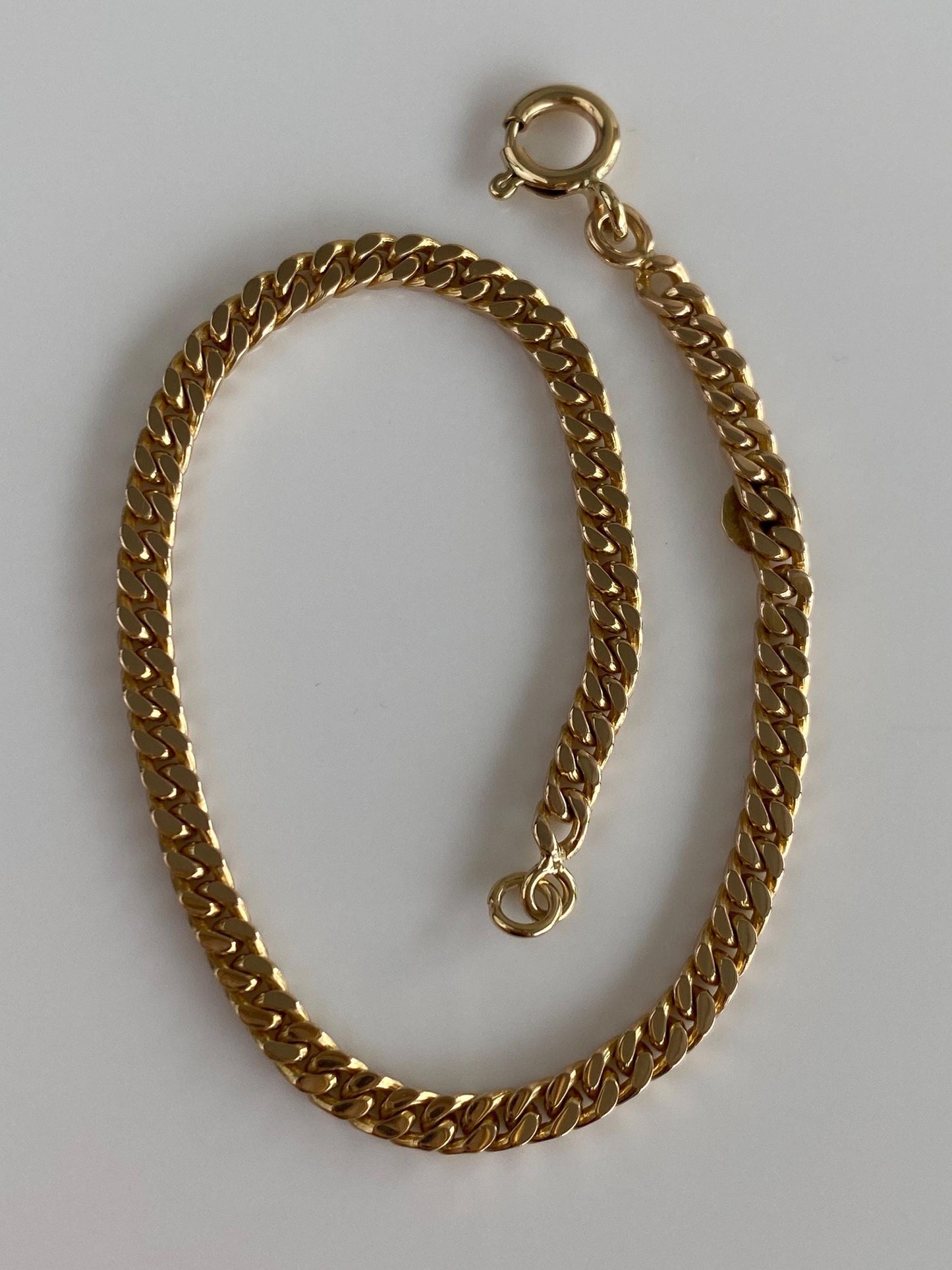 Vintage Solid 12k Yellow Gold Flat Curb Chain Bracelet - 7 inches