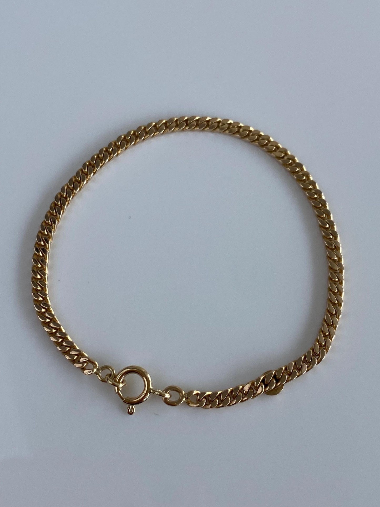 Vintage Solid 12k Yellow Gold Flat Curb Chain Bracelet - 7 inches