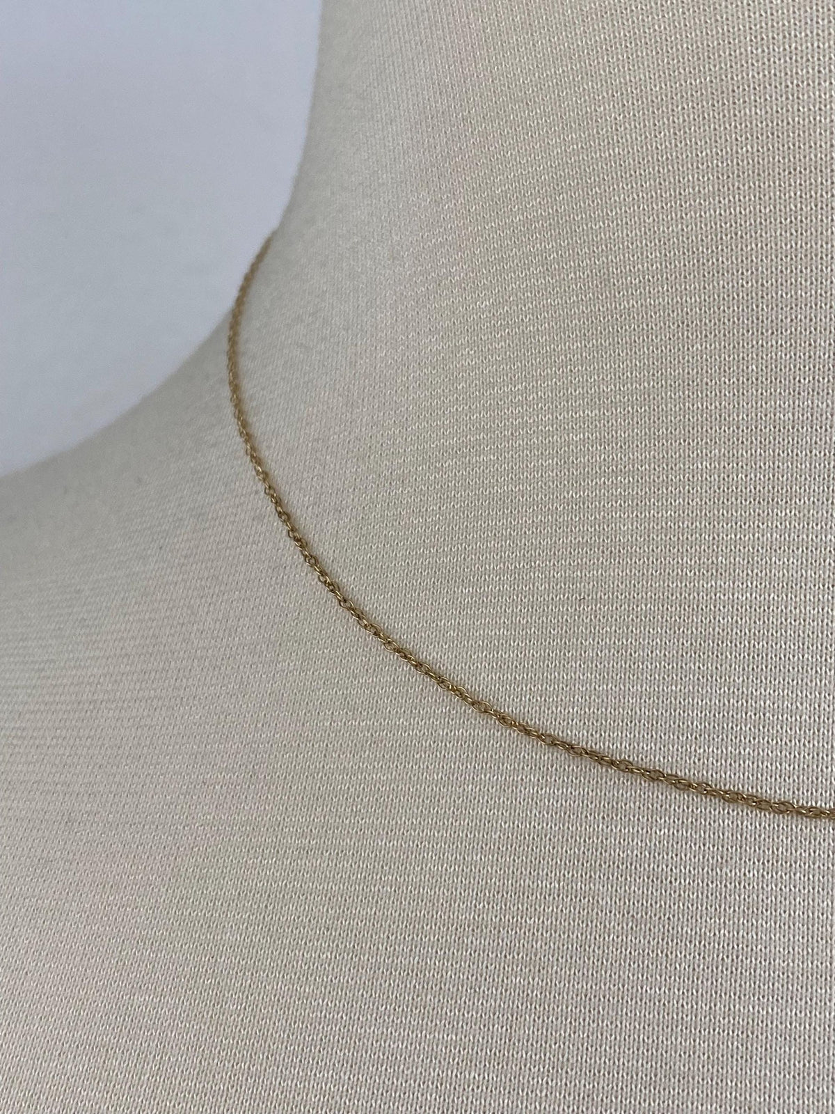 Vintage Solid 10k Yellow Gold Dainty Chain Necklace - 16.25 inches