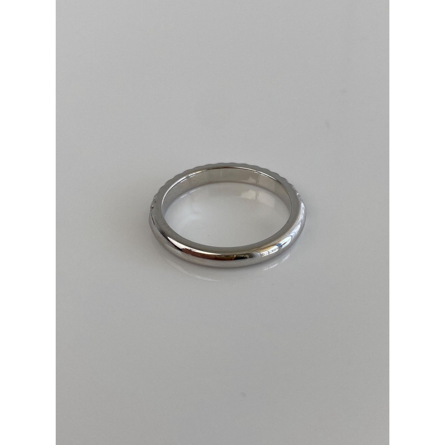 Vintage Solid 14k White Gold Diamond Half Eternity Ring Band - Size 6.25