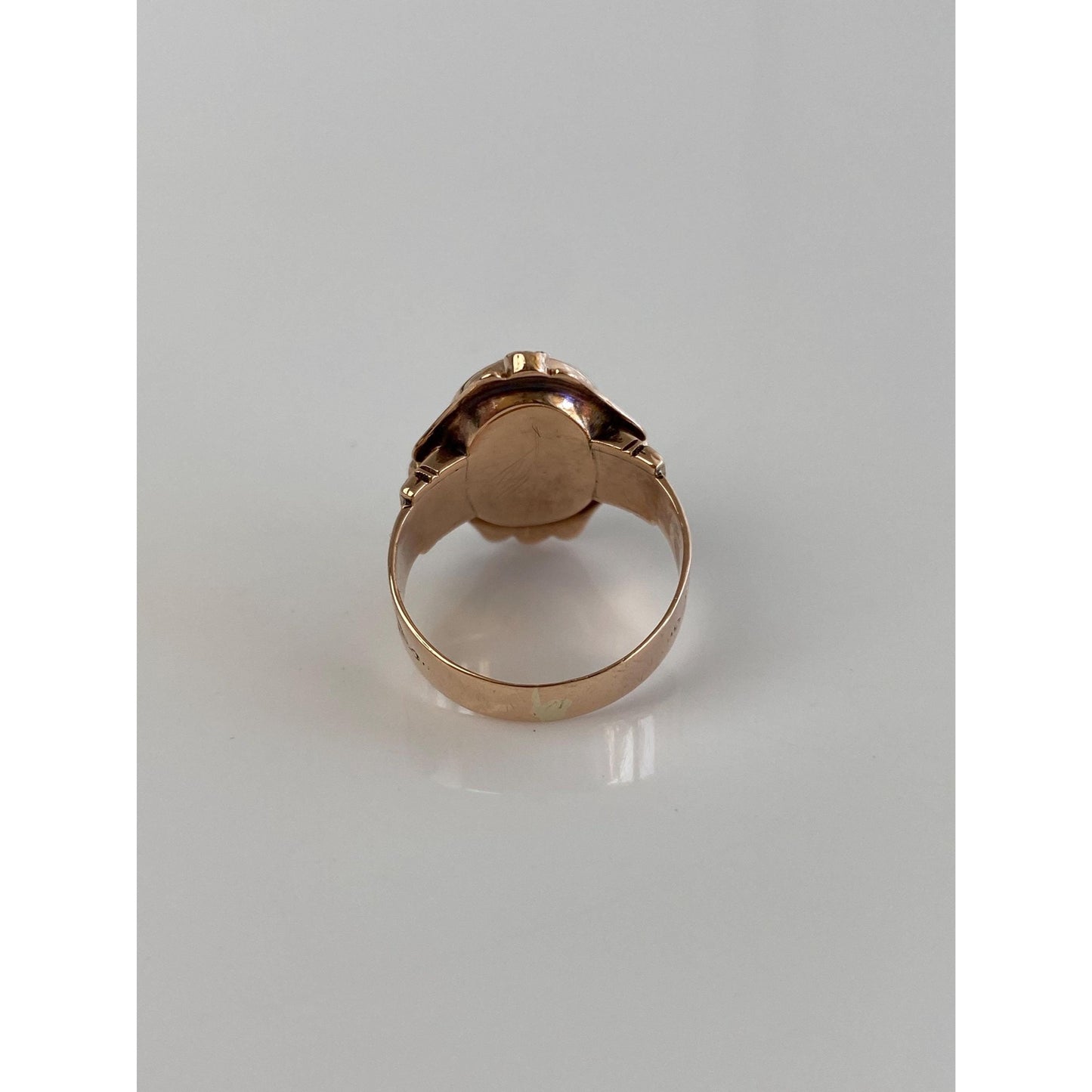 Vintage Solid 10k Rosey Gold Seed Pearl Cameo Ring - Size 3.75