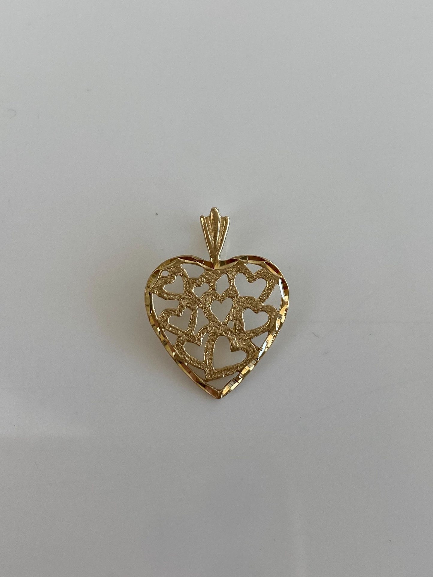 Vintage Solid 14k Yellow Gold Open Work Hearts Heart Charm