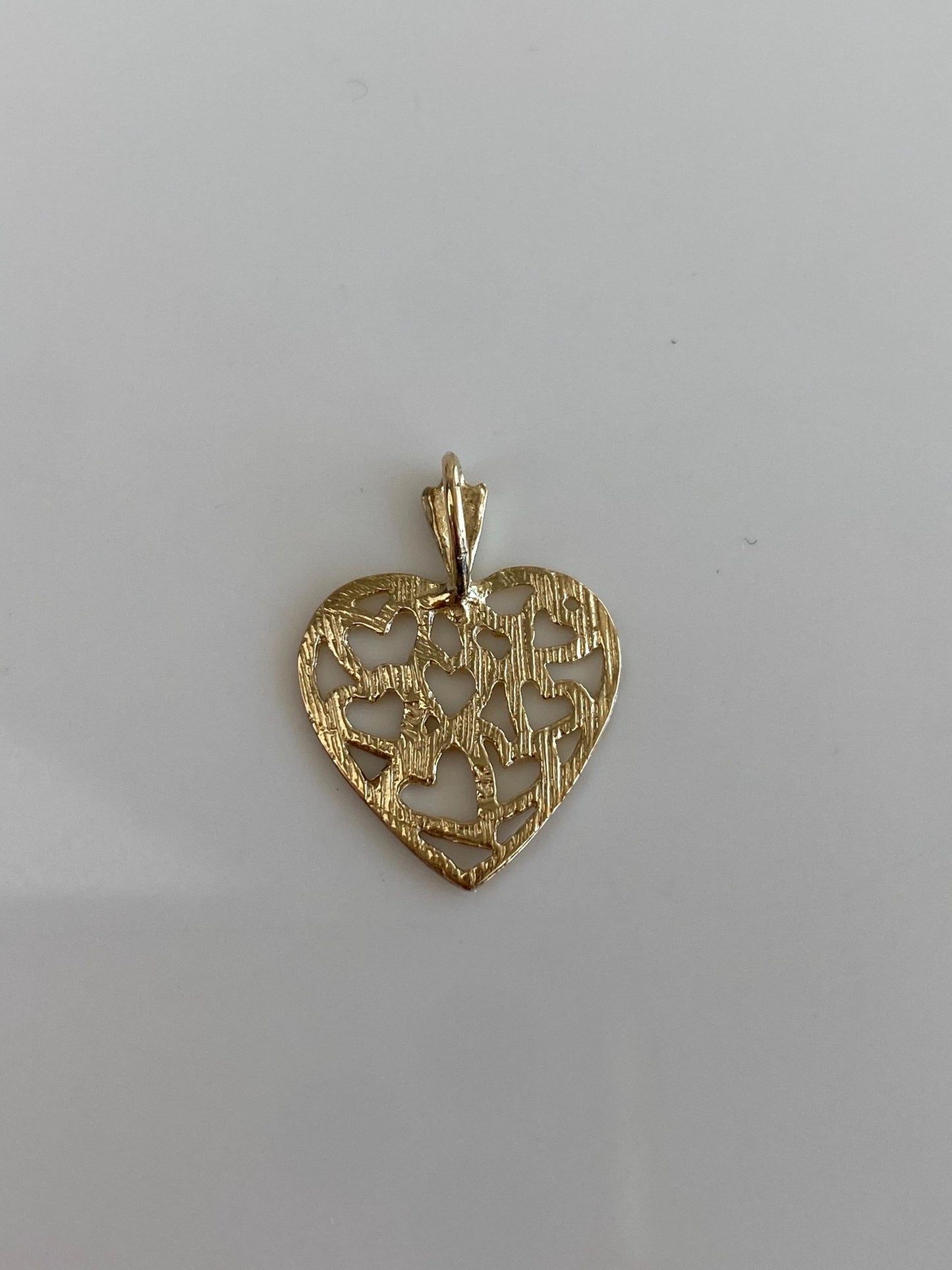 Vintage Solid 14k Yellow Gold Open Work Hearts Heart Charm