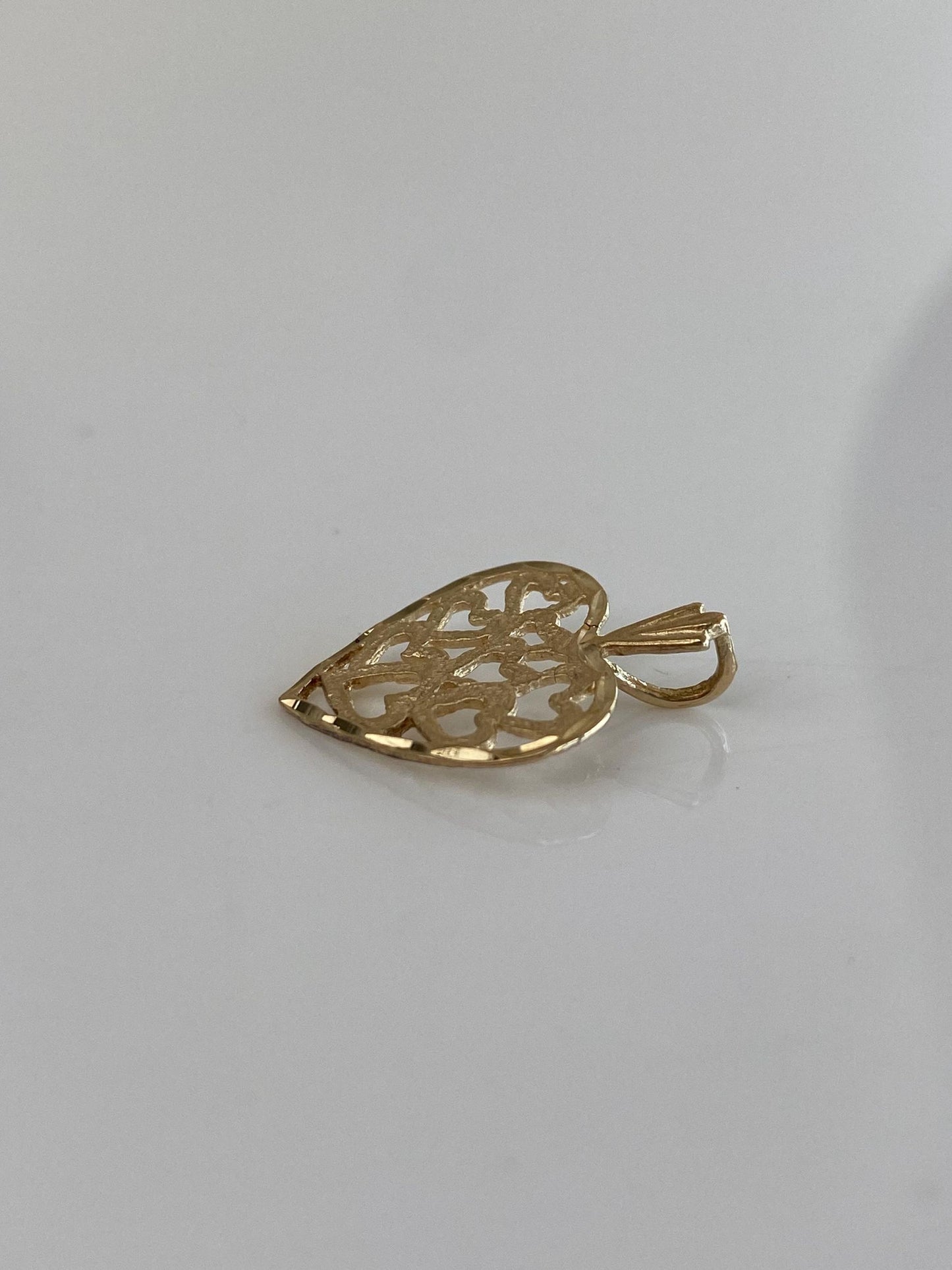 Vintage Solid 14k Yellow Gold Open Work Hearts Heart Charm