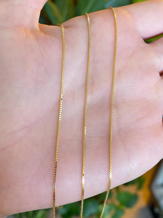 Vintage Solid 14k Yellow Gold Long Box Chain Necklace - 30.5 inches