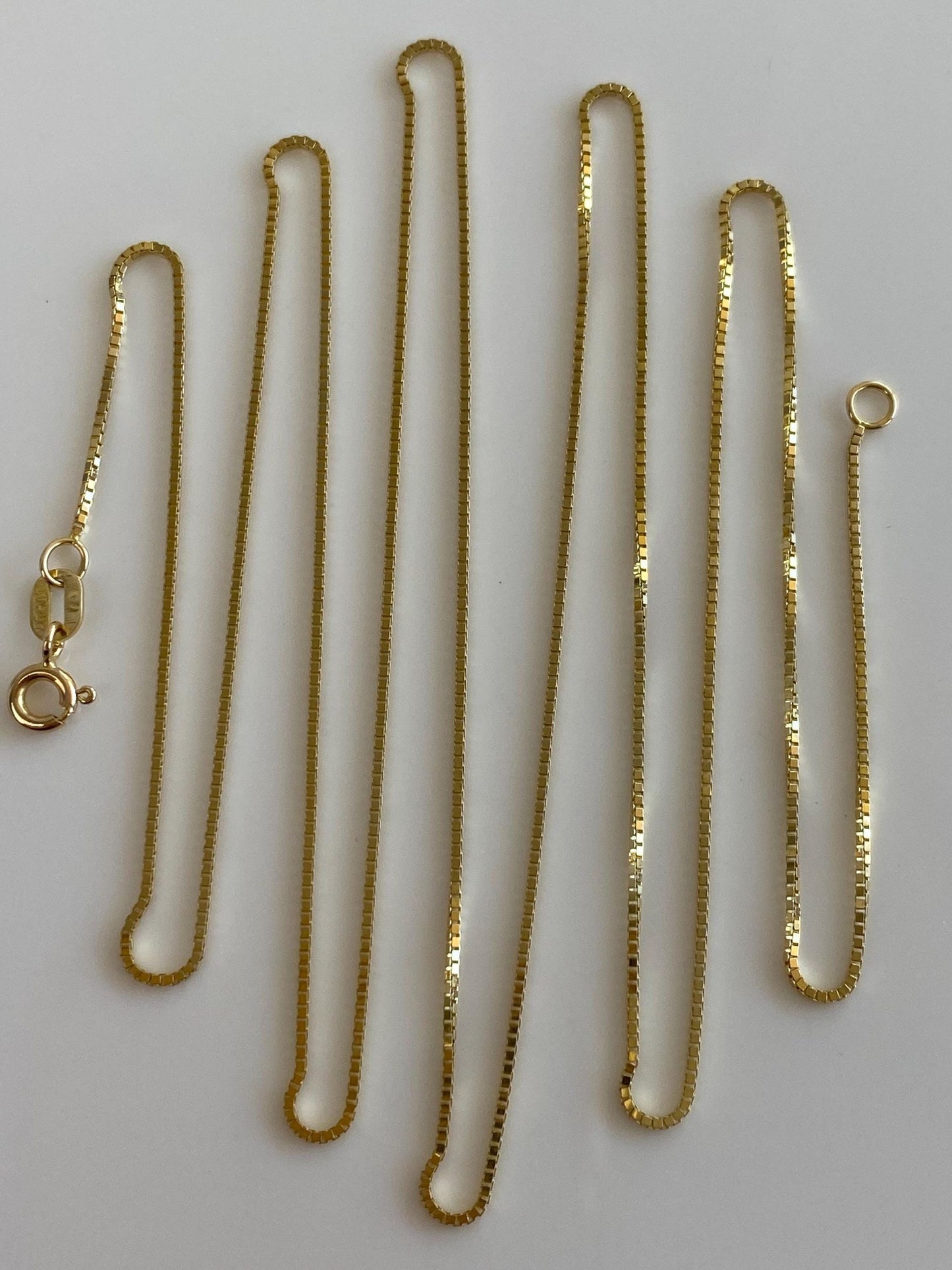 Vintage Solid 14k Yellow Gold Long Box Chain Necklace - 30.5 inches