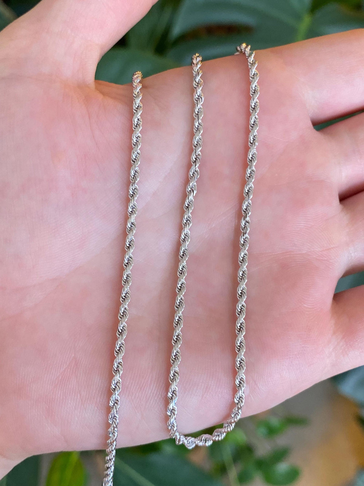 Vintage Solid 14k White Gold Rope Chain Necklace - 16 inches