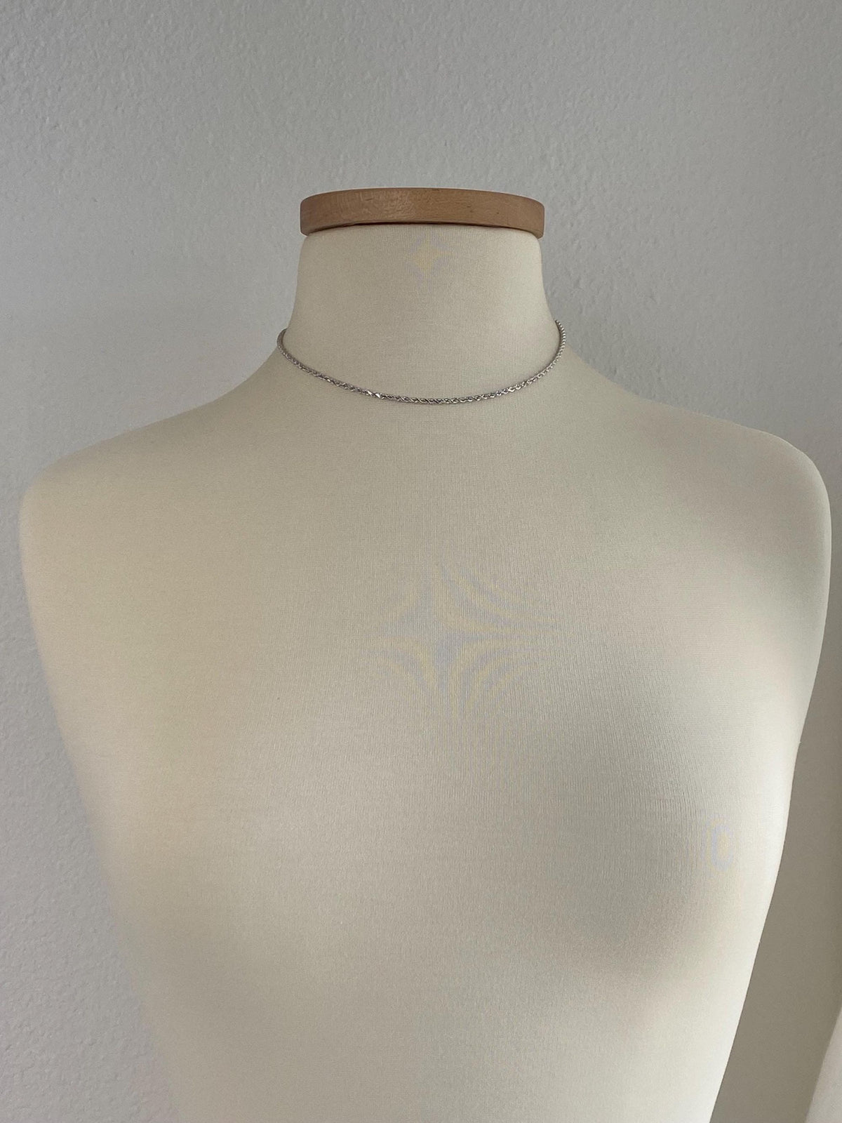 Vintage Solid 14k White Gold Rope Chain Necklace - 16 inches