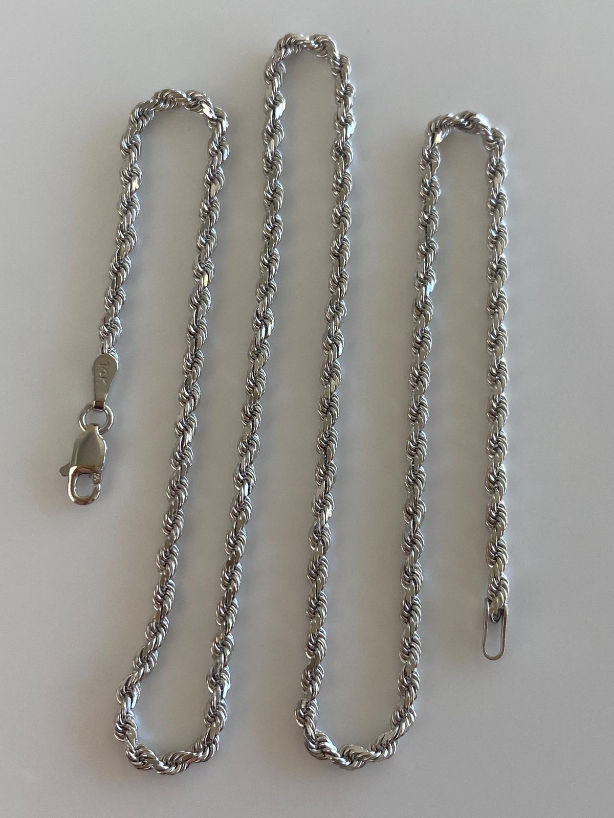 Vintage Solid 14k White Gold Rope Chain Necklace - 16 inches