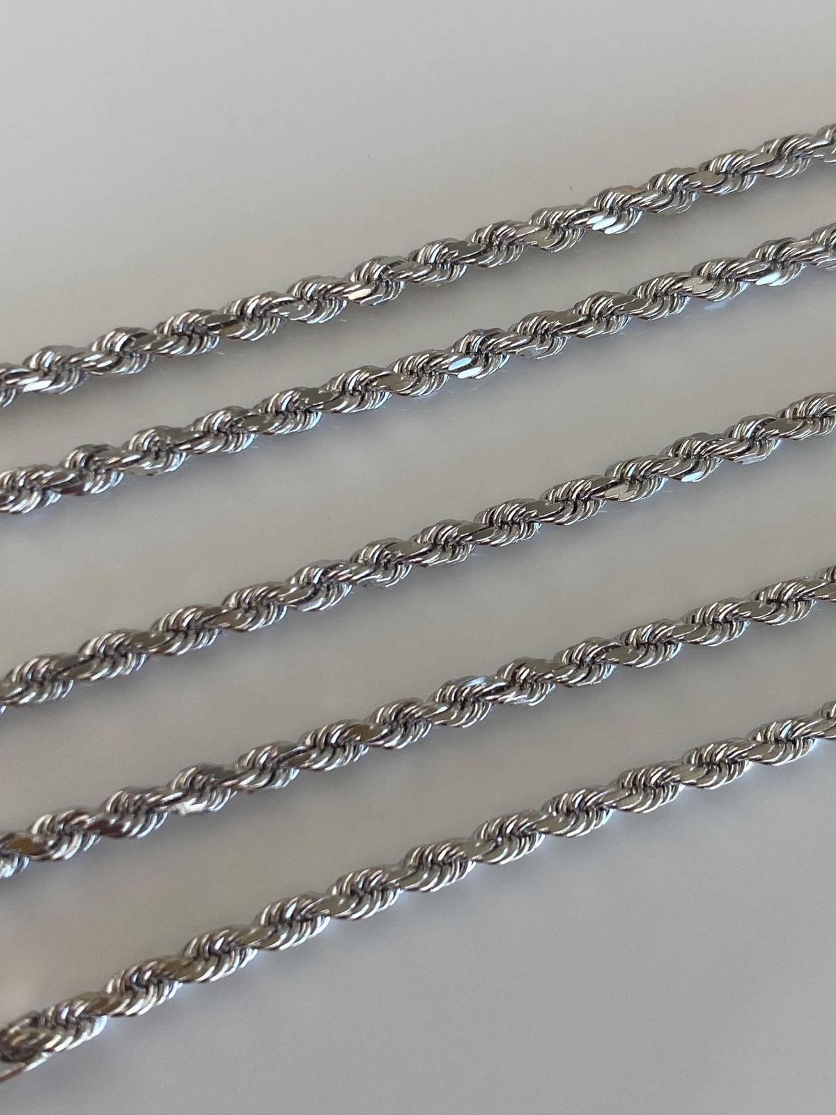 Vintage Solid 14k White Gold Rope Chain Necklace - 16 inches