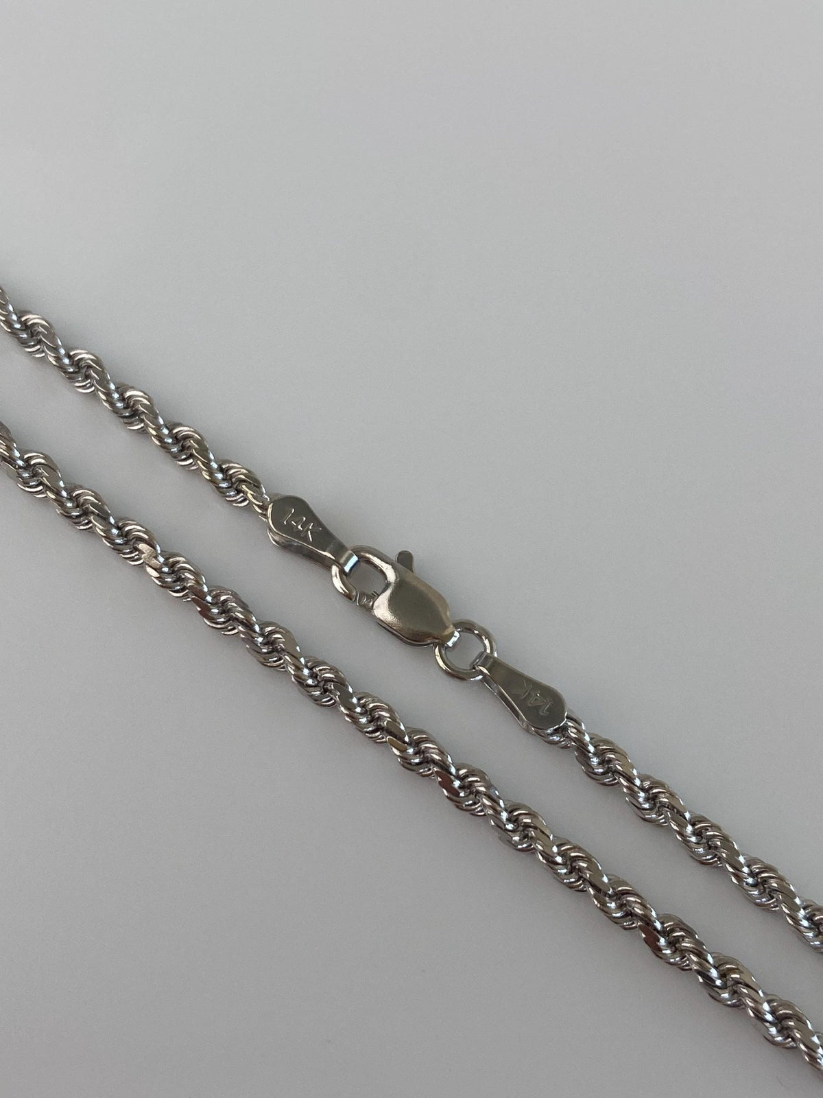 Vintage Solid 14k White Gold Rope Chain Necklace - 16 inches