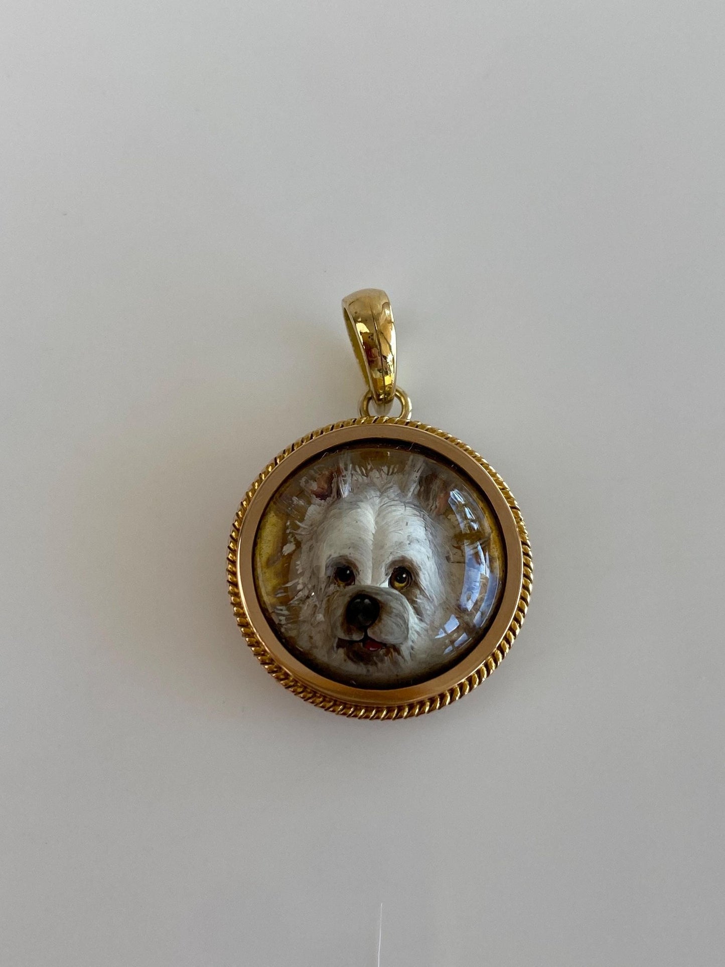 Vintage Solid 14k Yellow Gold Resin Dog Charm