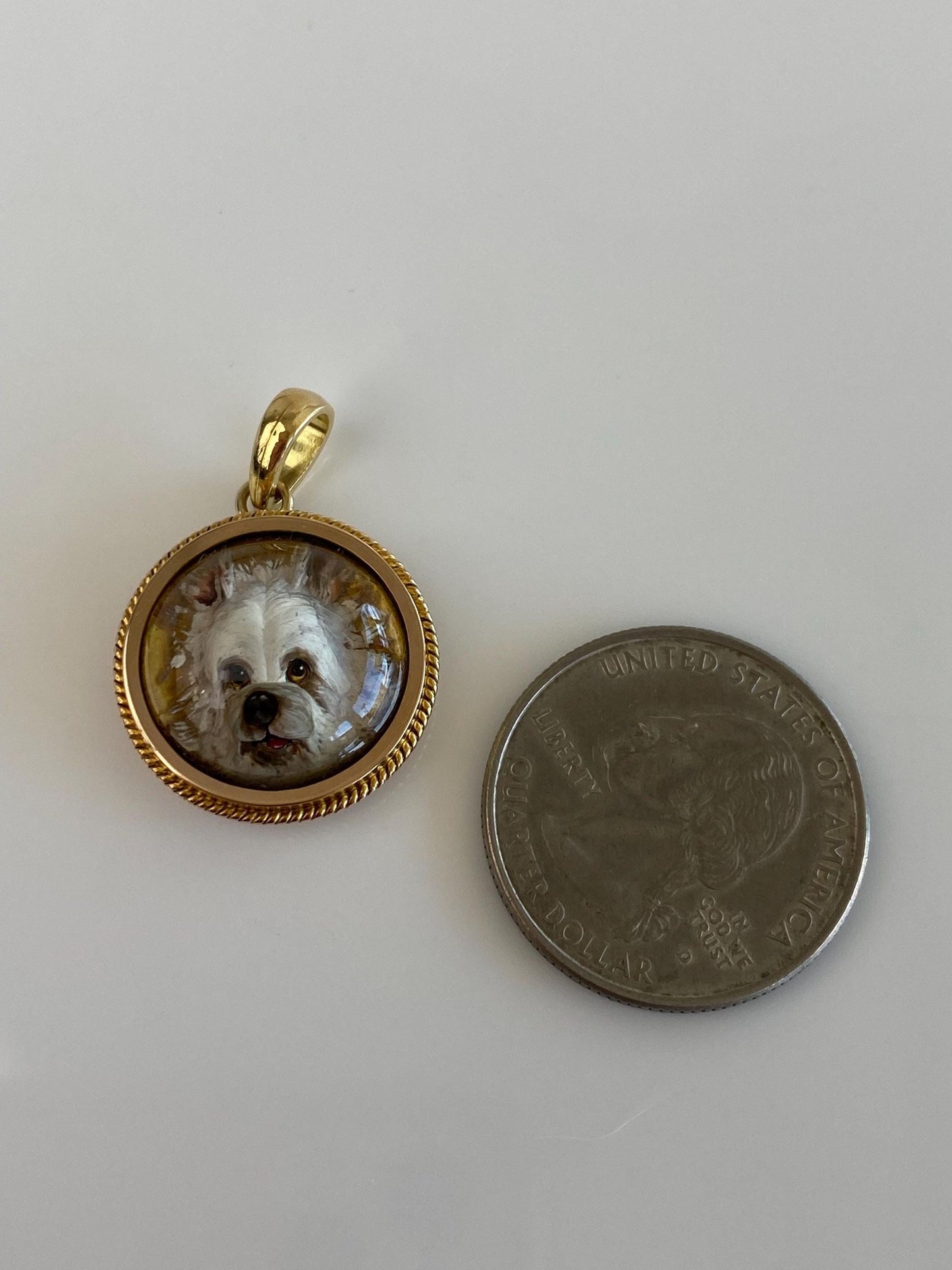 Vintage Solid 14k Yellow Gold Resin Dog Charm
