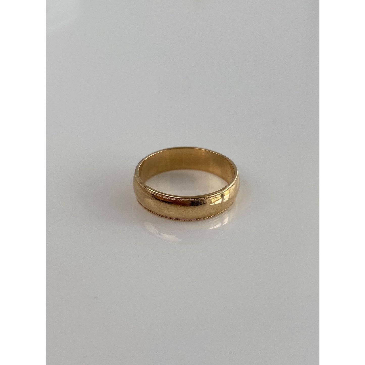 Vintage Solid 14k Yellow Gold Milgrain Ring Band - Size 5.75