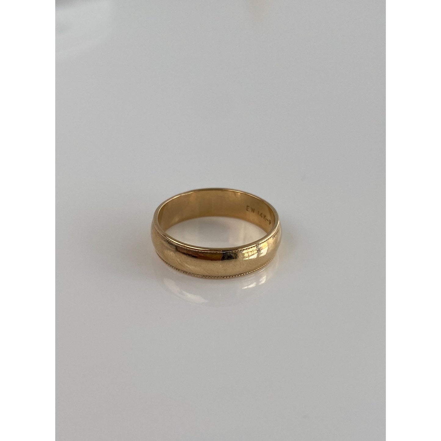 Vintage Solid 14k Yellow Gold Milgrain Ring Band - Size 5.75