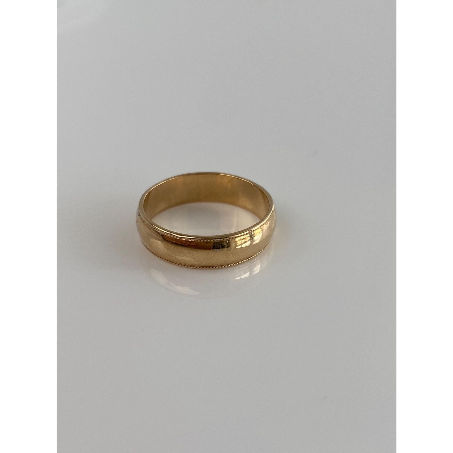 Vintage Solid 14k Yellow Gold Milgrain Ring Band - Size 5.75