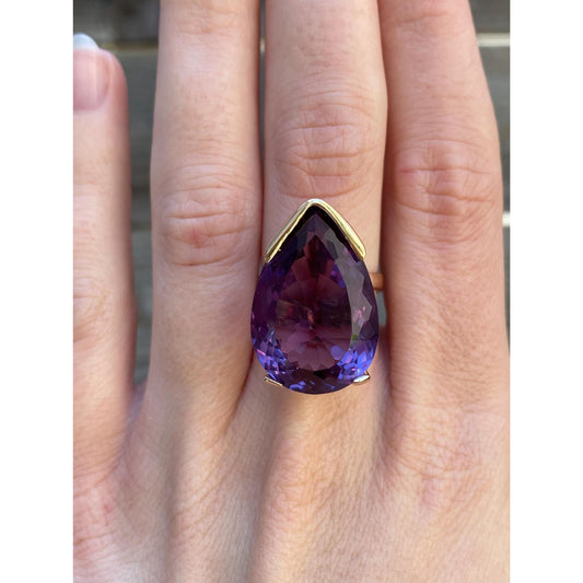 Vintage Solid 9k Yellow Gold Color Changing Sapphire Ring - Size 6.25