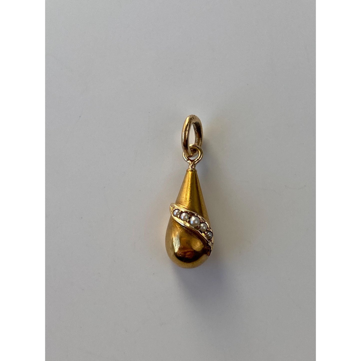 Vintage Solid 14k Yellow Gold Seed Pearl Teardrop Stick Pin Conversion Charm
