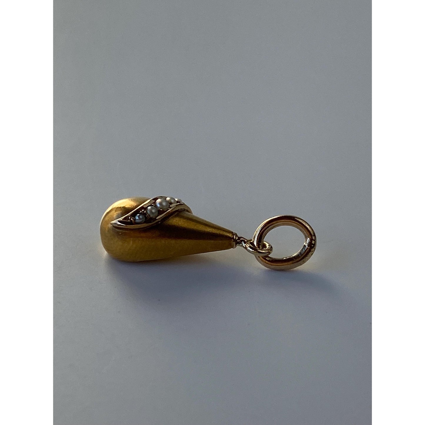 Vintage Solid 14k Yellow Gold Seed Pearl Teardrop Stick Pin Conversion Charm